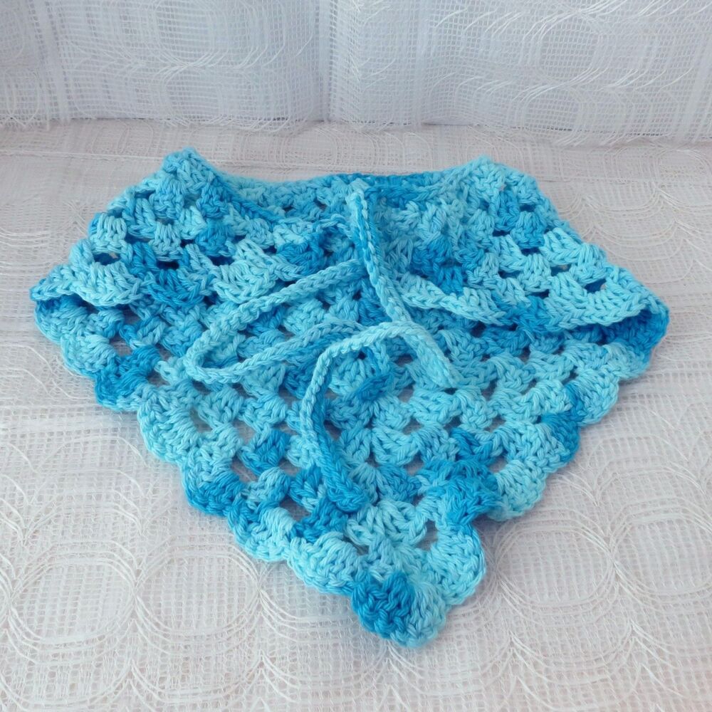 Handmade Crocheted Cotton Bandana Blue Hair Scarf Fall, Spring, Festival  Wear
